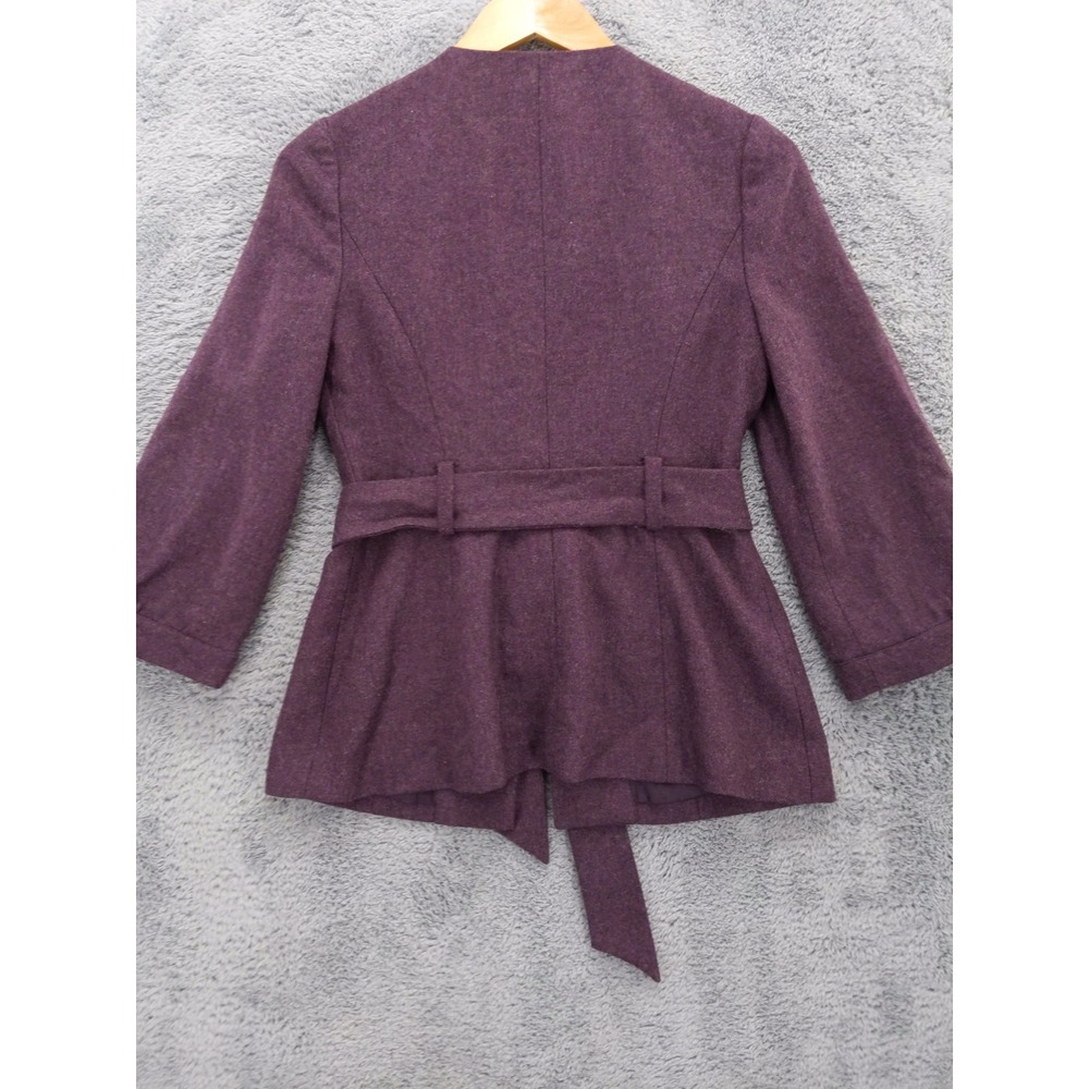 Anthropolgie Tabitha Foliage Finder Wool Jacket Ruffle Front Belted Purple - Picture 5 of 7